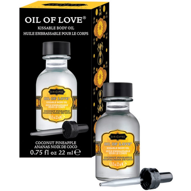 Kamasutra Oil Of Love  Warming Kissable Massage Oil - Coconut Pineapple 0.75 oz (22 ml)